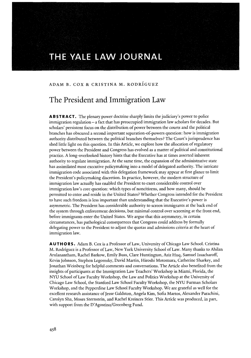 The President and Immigration Law