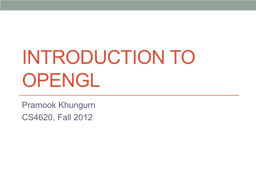 Introduction to Opengl