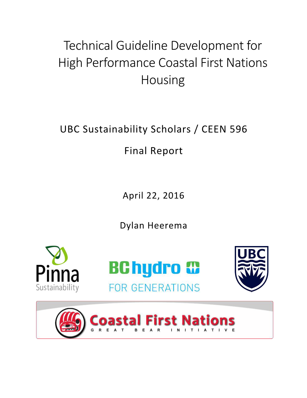 Technical Guideline Development for High Performance Coastal First Nations Housing