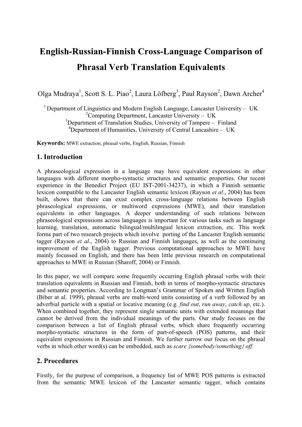 English-Russian-Finnish Cross-Language Comparison of Phrasal Verb Translation Equivalents