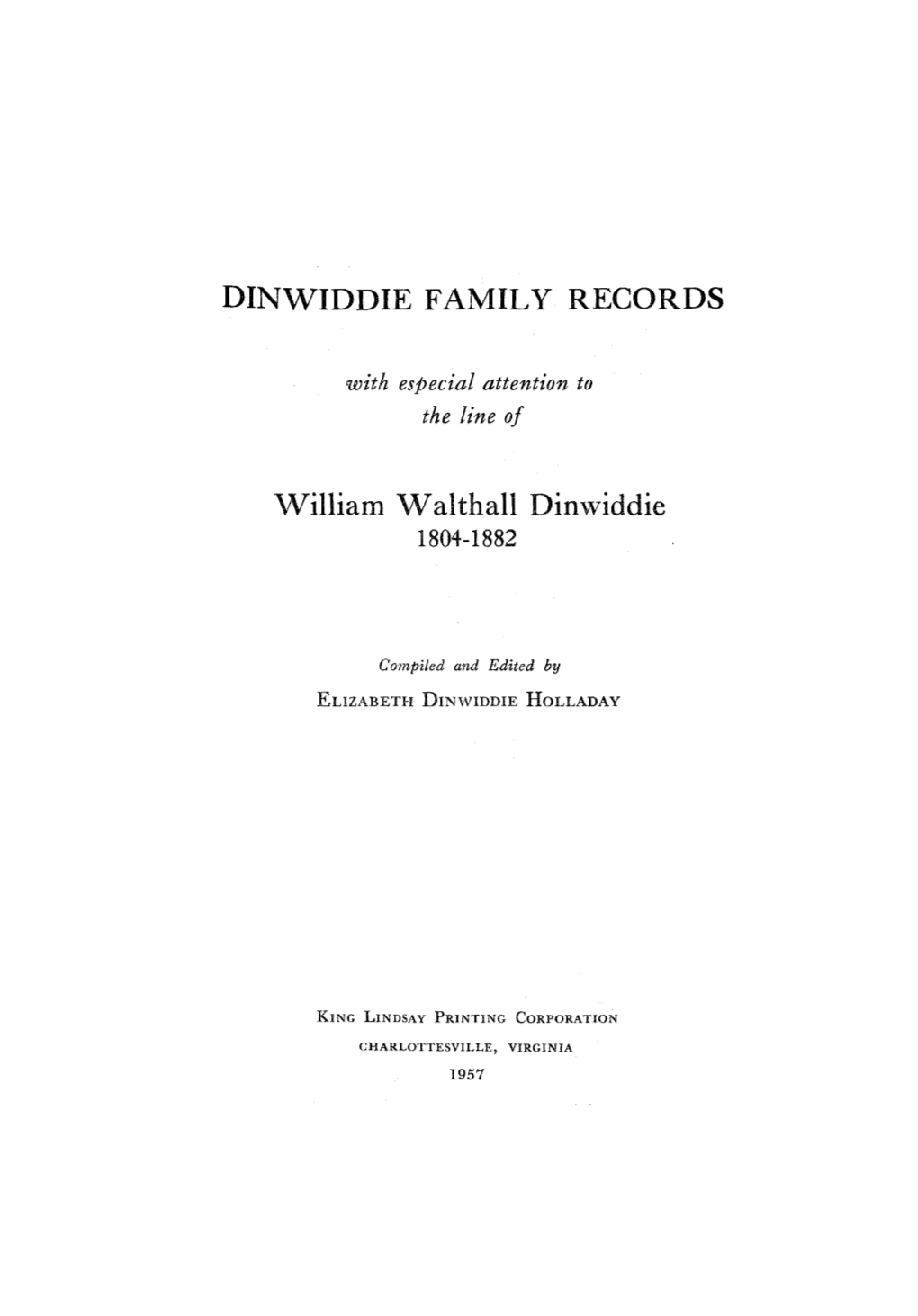 Dinwiddie Family Records