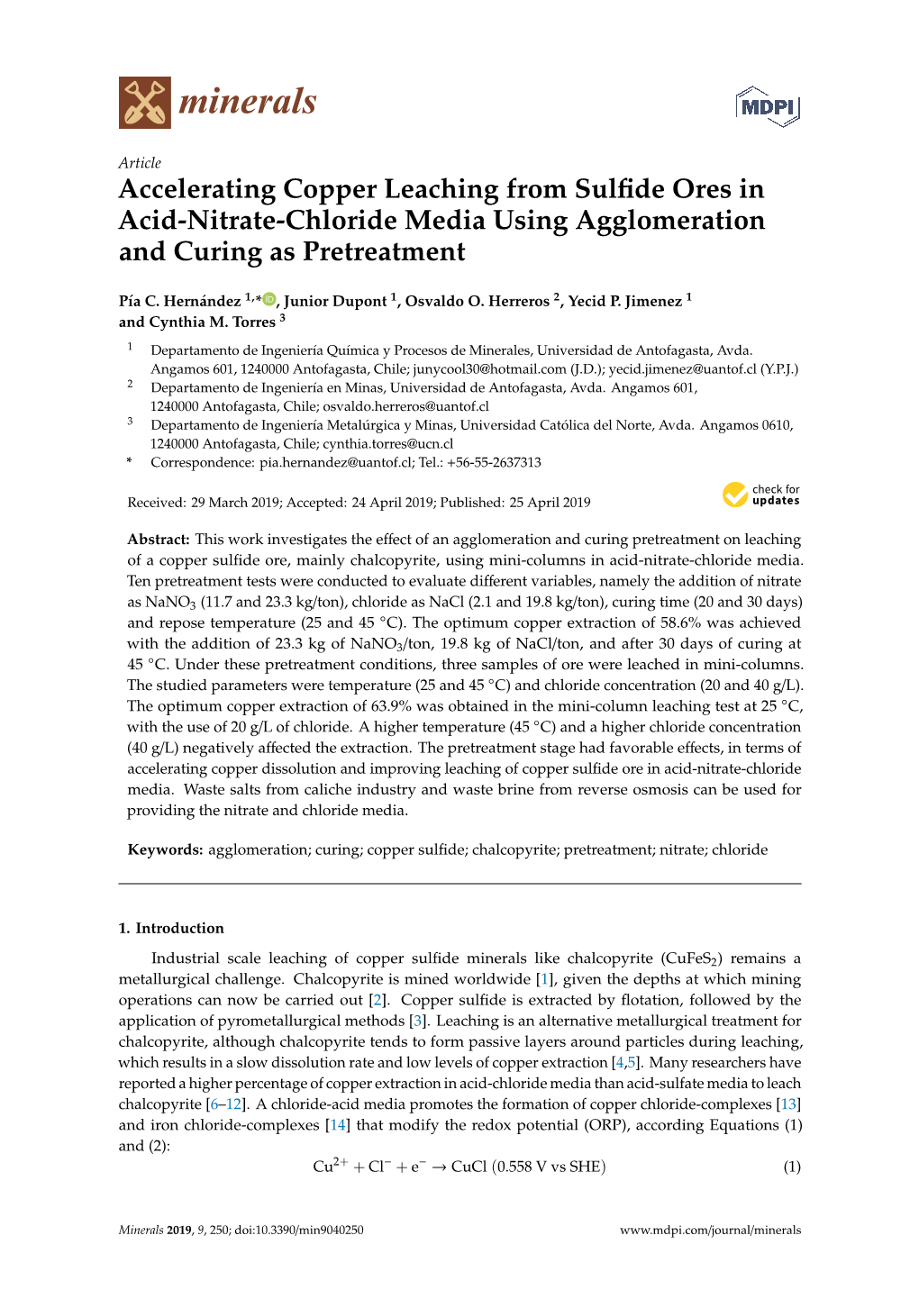 Accelerating Copper Leaching from Sulfide Ores in Acid-Nitrate