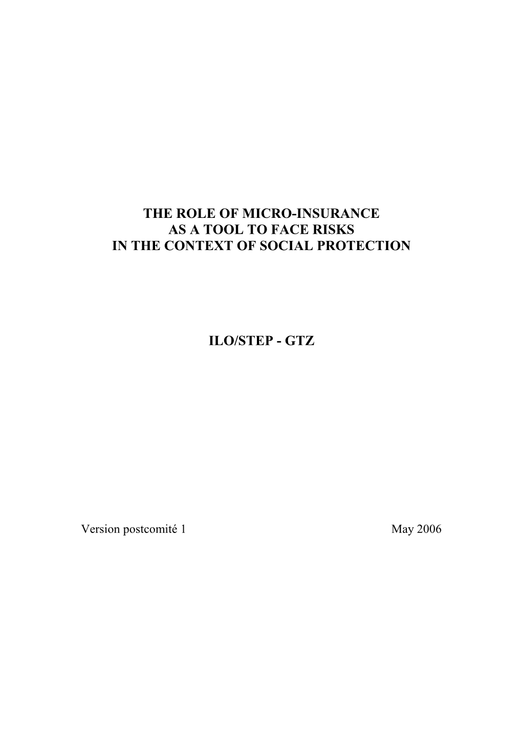 The Role of Micro-Insurance As a Tool to Face Risks in the Context of Social Protection