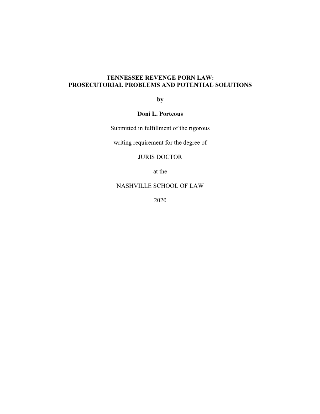 Tennessee Revenge Porn Law: Prosecutorial Problems and Potential Solutions