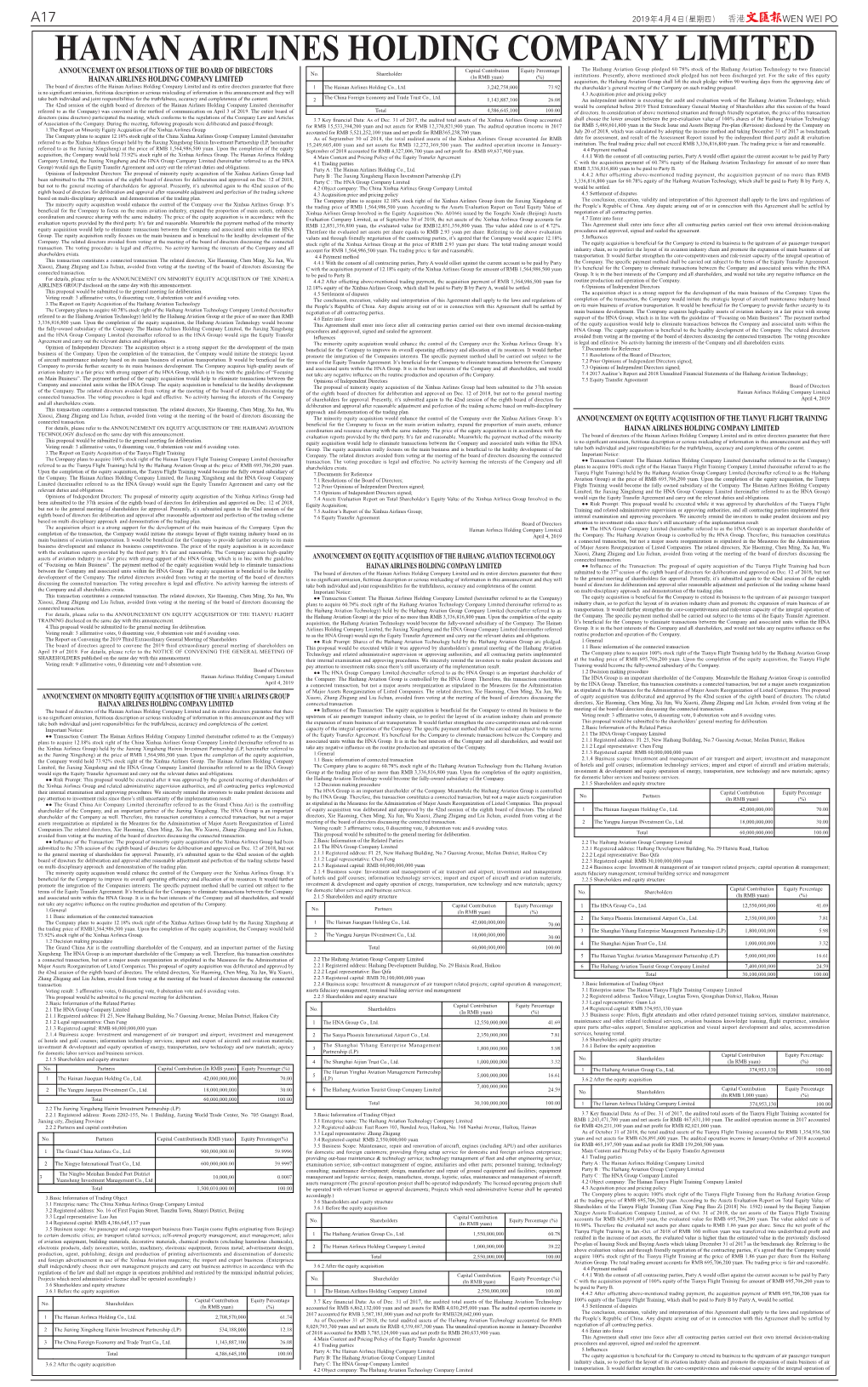 Hainan Airlines Holding Company Limited