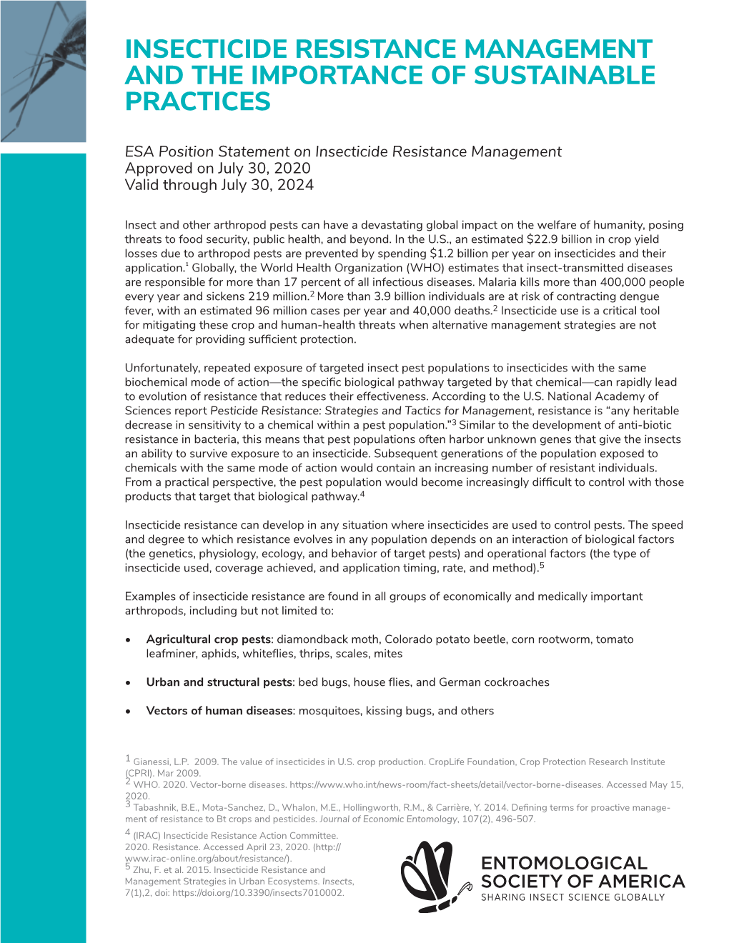 Insecticide Resistance Management and the Importance of Sustainable Practices