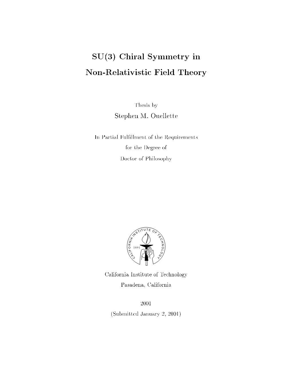 SU(3) Chiral Symmetry in Non-Relativistic Field Theory