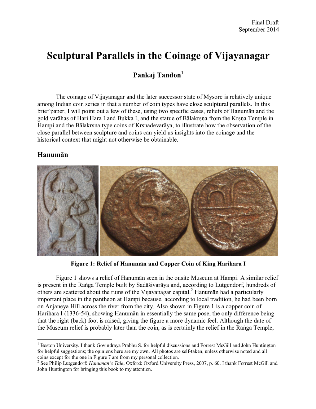 Sculptural Parallels in the Coinage of Vijayanagar