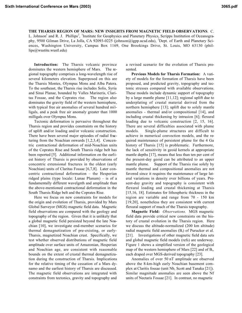 The Tharsis Region of Mars: New Insights from Magnetic Field Observations