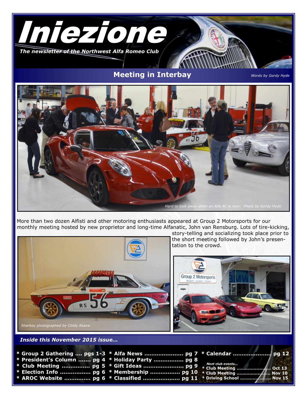 Iniezione the Newsletter of the Northwest Alfa Romeo Club