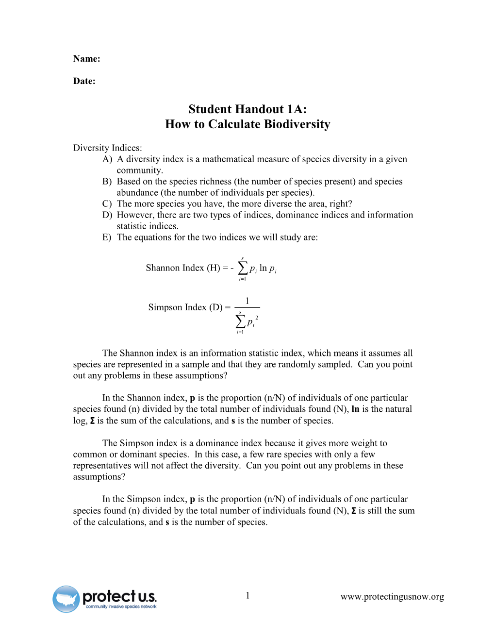 Diversity Indices: Shannon and Simpson