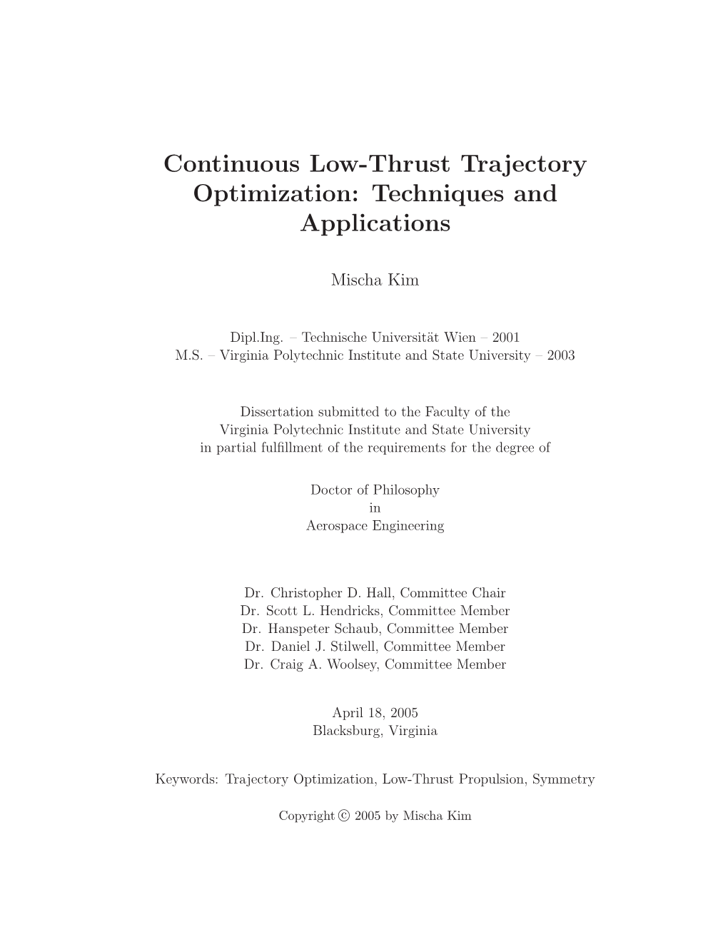 Continuous Low-Thrust Trajectory Optimization: Techniques and Applications