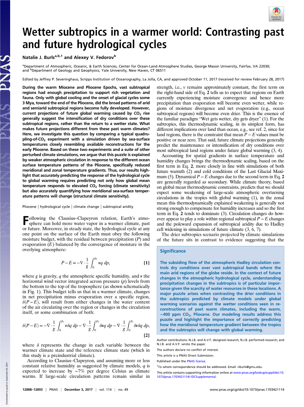 Wetter Subtropics in a Warmer World: Contrasting Past and Future Hydrological Cycles