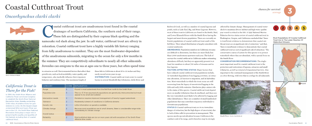 Coastal Cutthroat Trout Chances for Survival: Average 3 Oncorhynchus Clarki Clarki