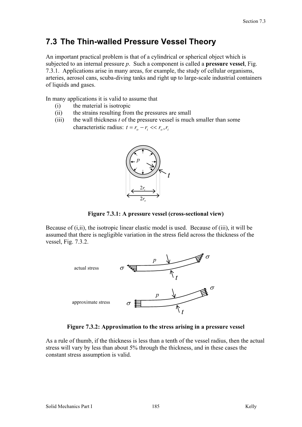 7.3 the Thin-Walled Pressure Vessel Theory T