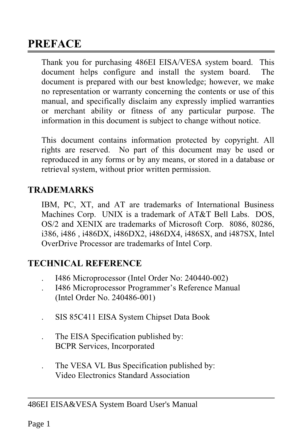 486/25/33 EISA System Board User's Manual