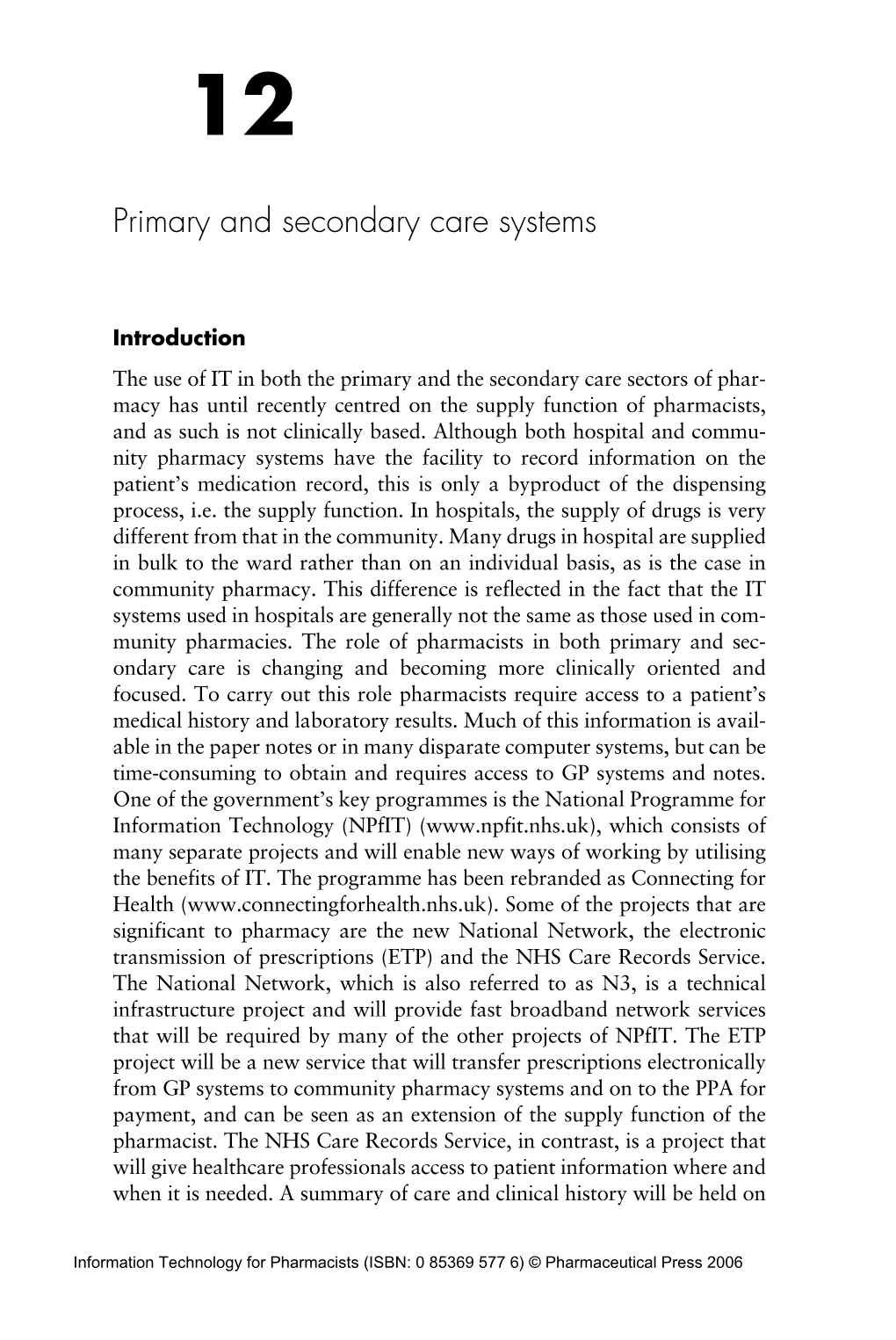 Primary and Secondary Care Systems