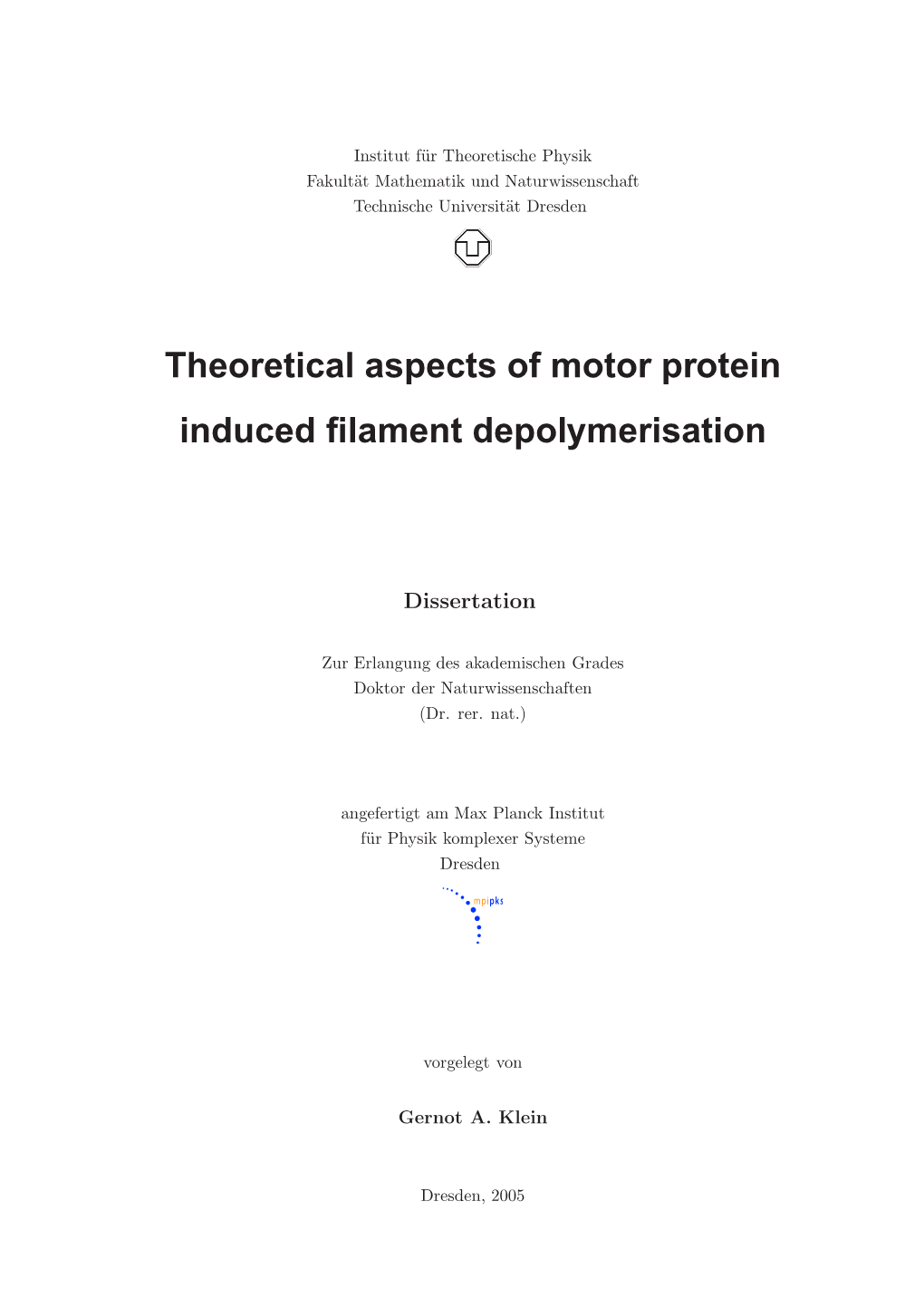 Theoretical Aspects of Motor Protein Induced Filament Depolymerisation