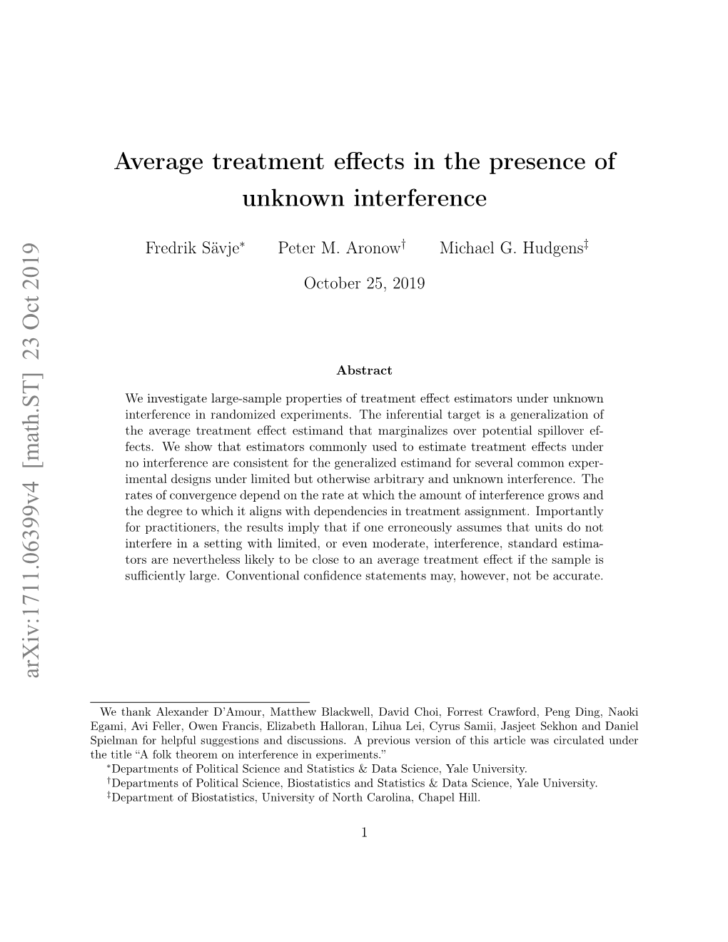 Average Treatment Effects in the Presence of Unknown