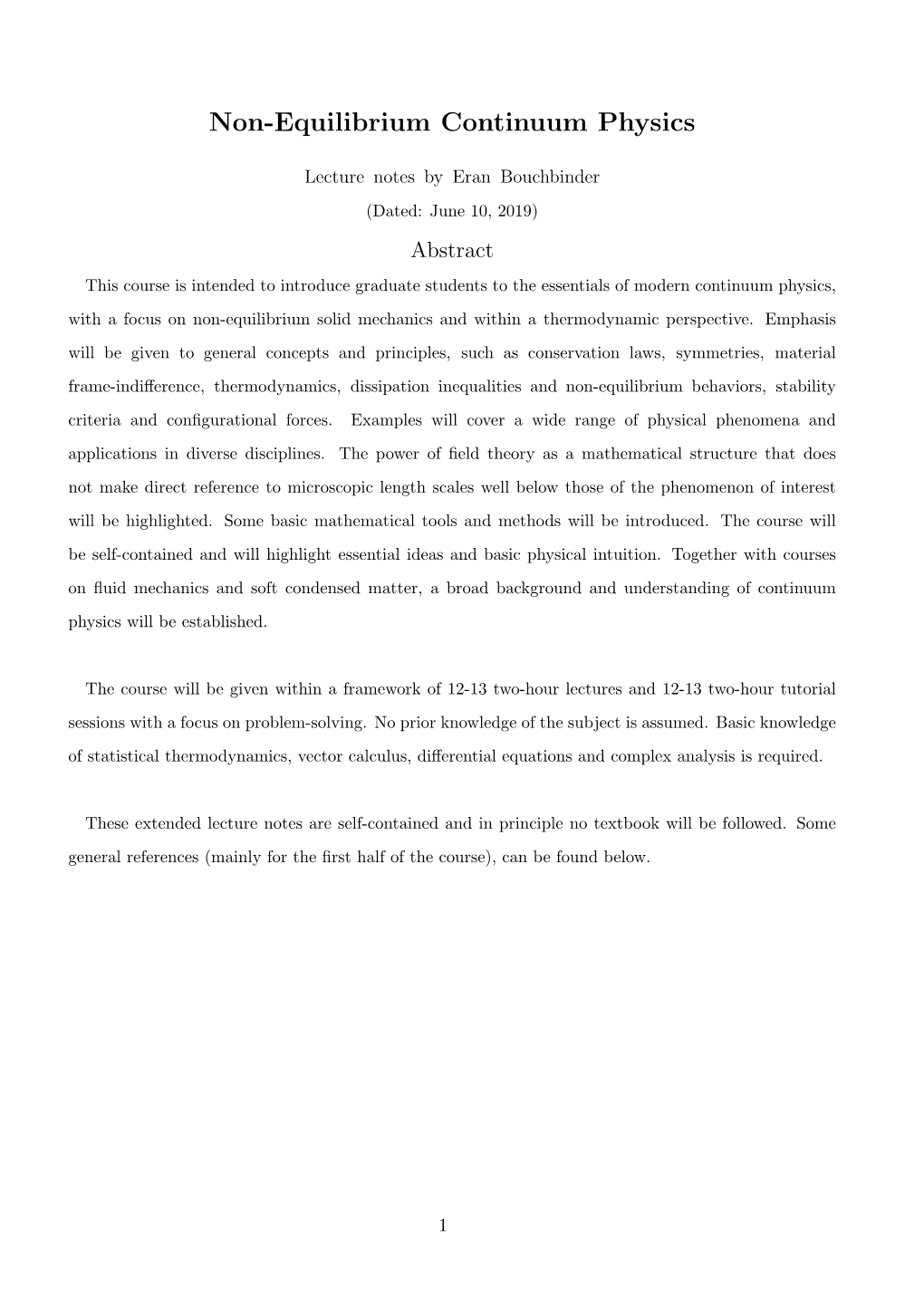 Non-Equilibrium Continuum Physics