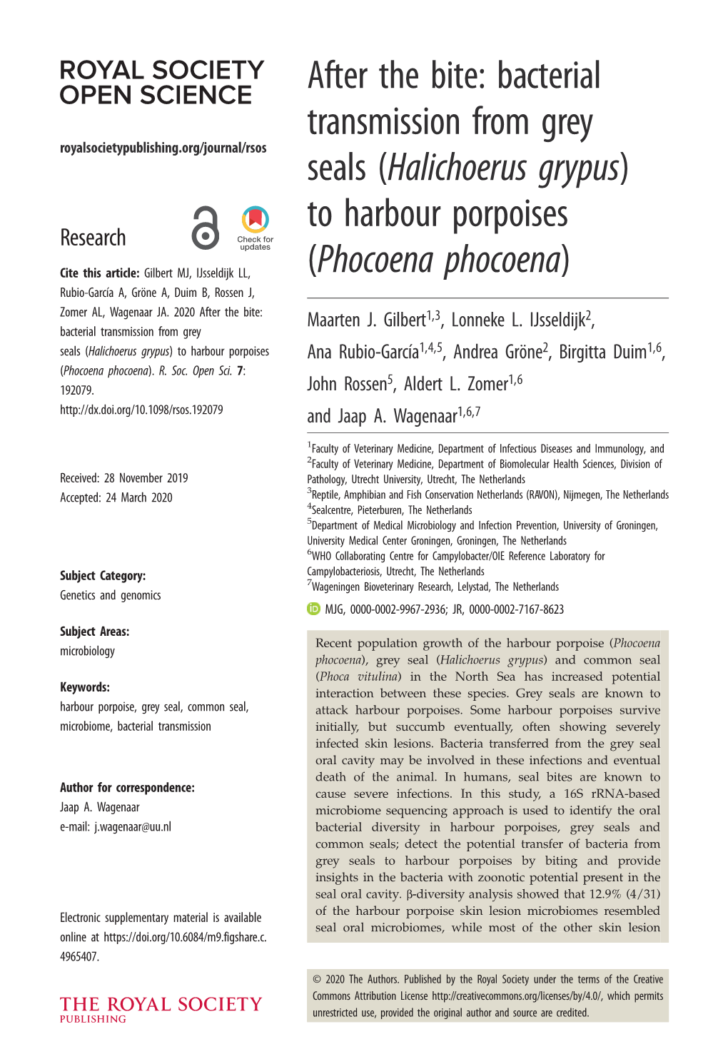 (Halichoerus Grypus) to Harbour Porpoises Research