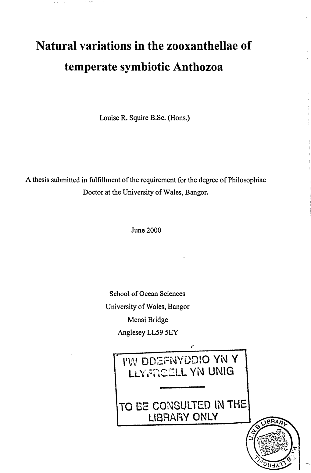 A Thesis Submitted in Fulfillment of the Requirement for the Degree Of