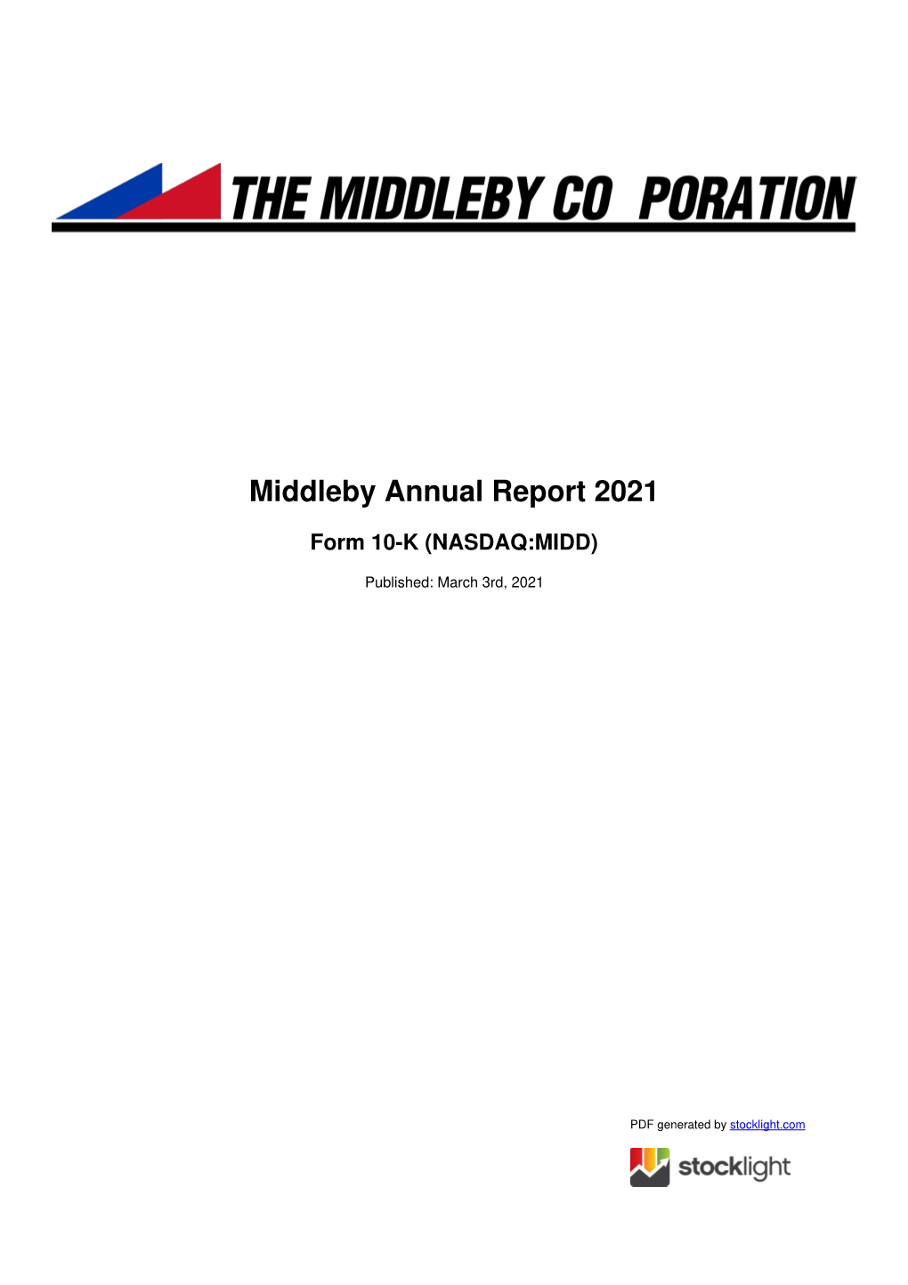 Middleby Annual Report 2021