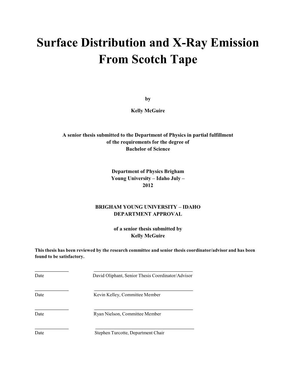 Surface Distribution and X-Ray Emission from Scotch Tape