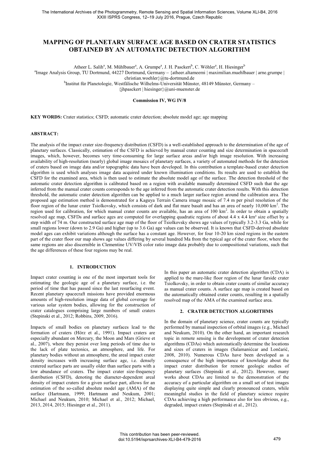 Mapping of Planetary Surface Age Based on Crater Statistics Obtained by an Automatic Detection Algorithm