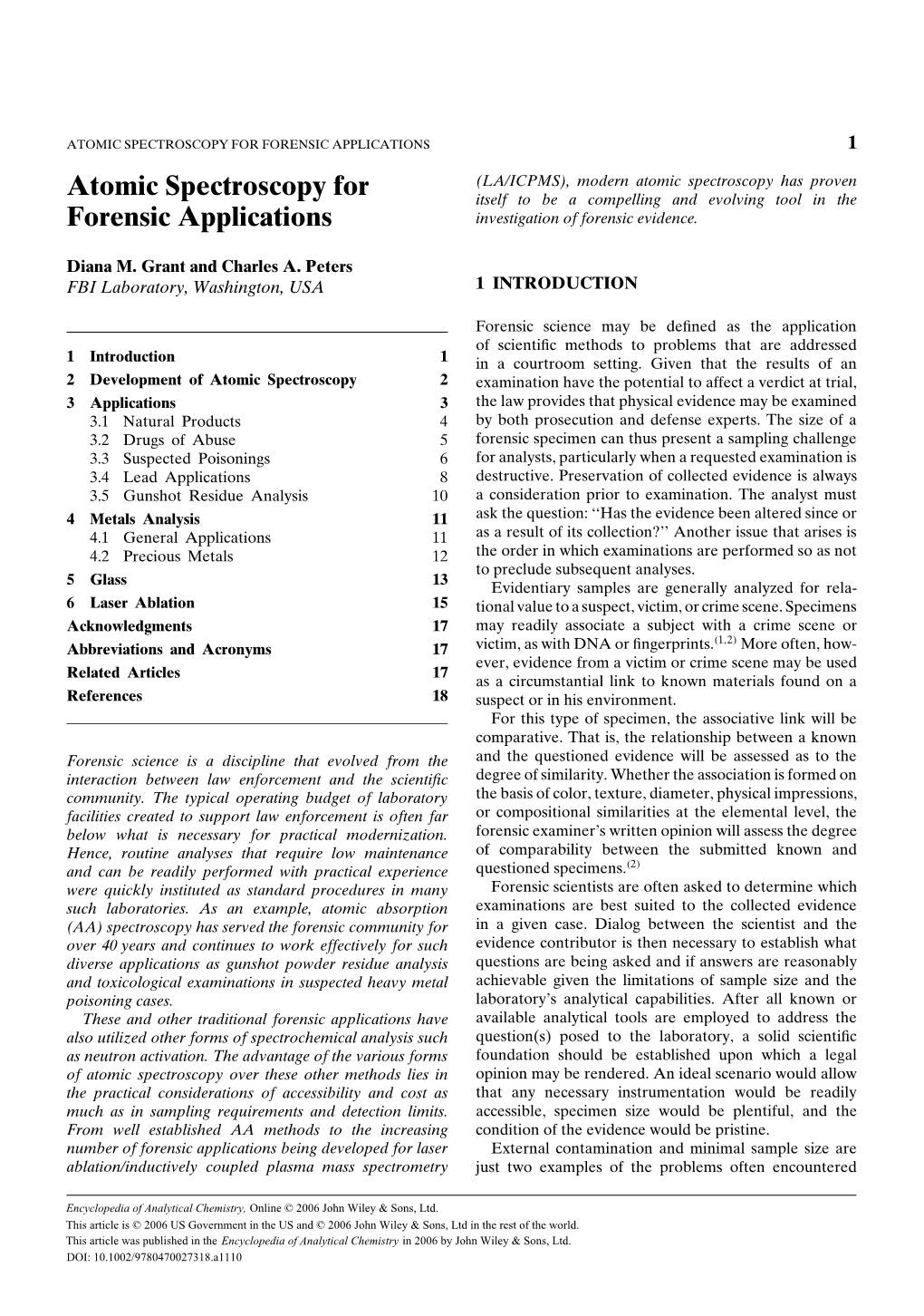 Atomic Spectroscopy for Forensic Applications 1