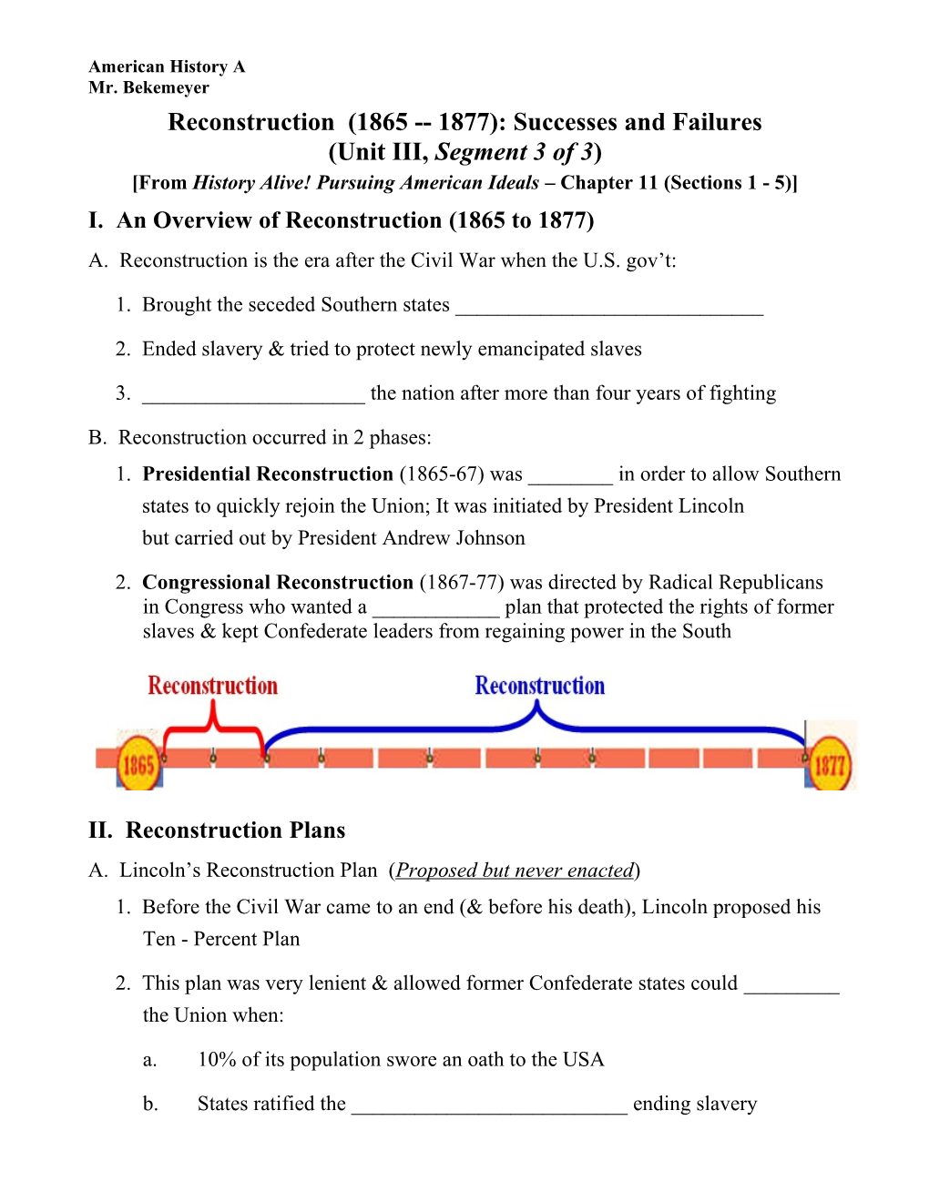 Reconstruction (1865 1877): Successes and Failures