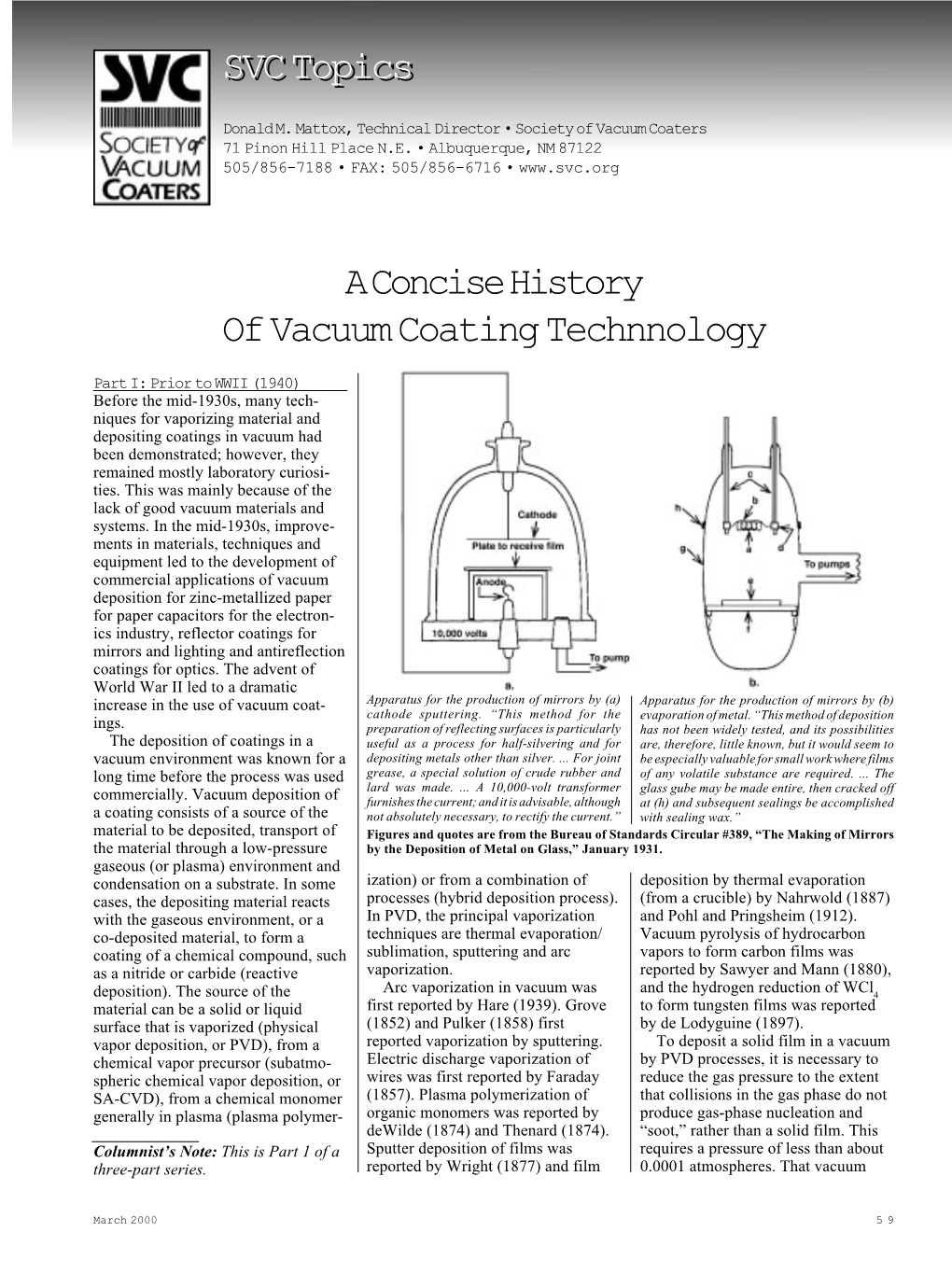 A Concise History of Vacuum Coating Technnology SVC Topics