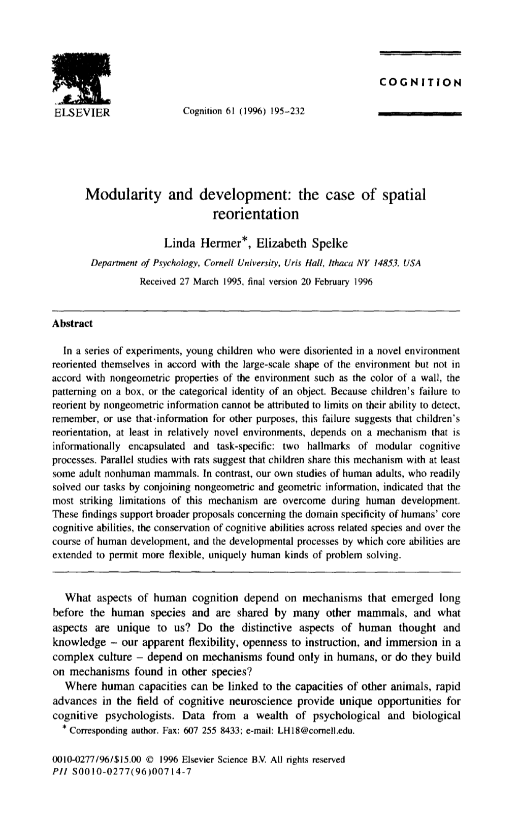 The Case of Spatial Reorientation