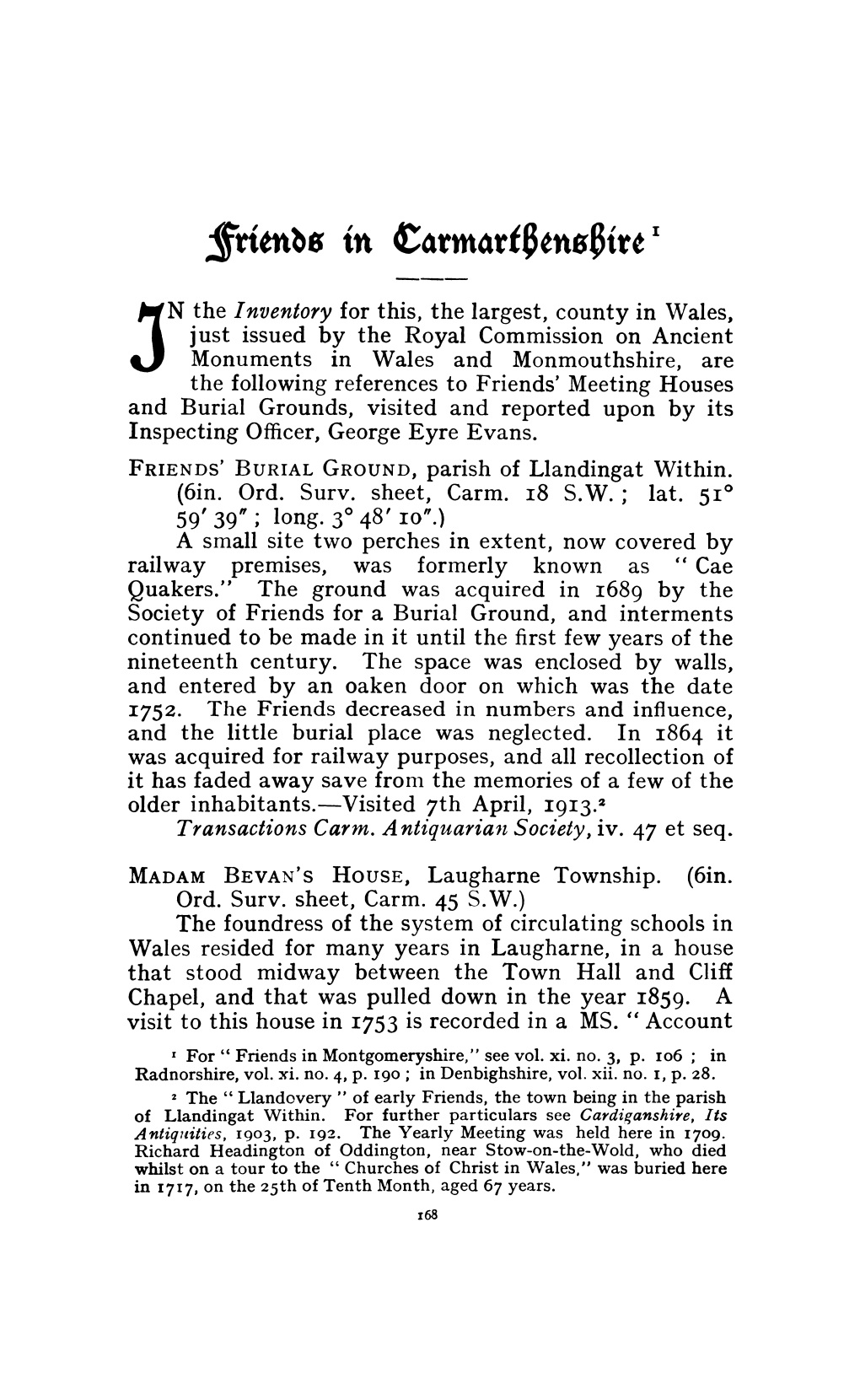 The Inventory for This, the Largest, County in Wales, Just Issued by The