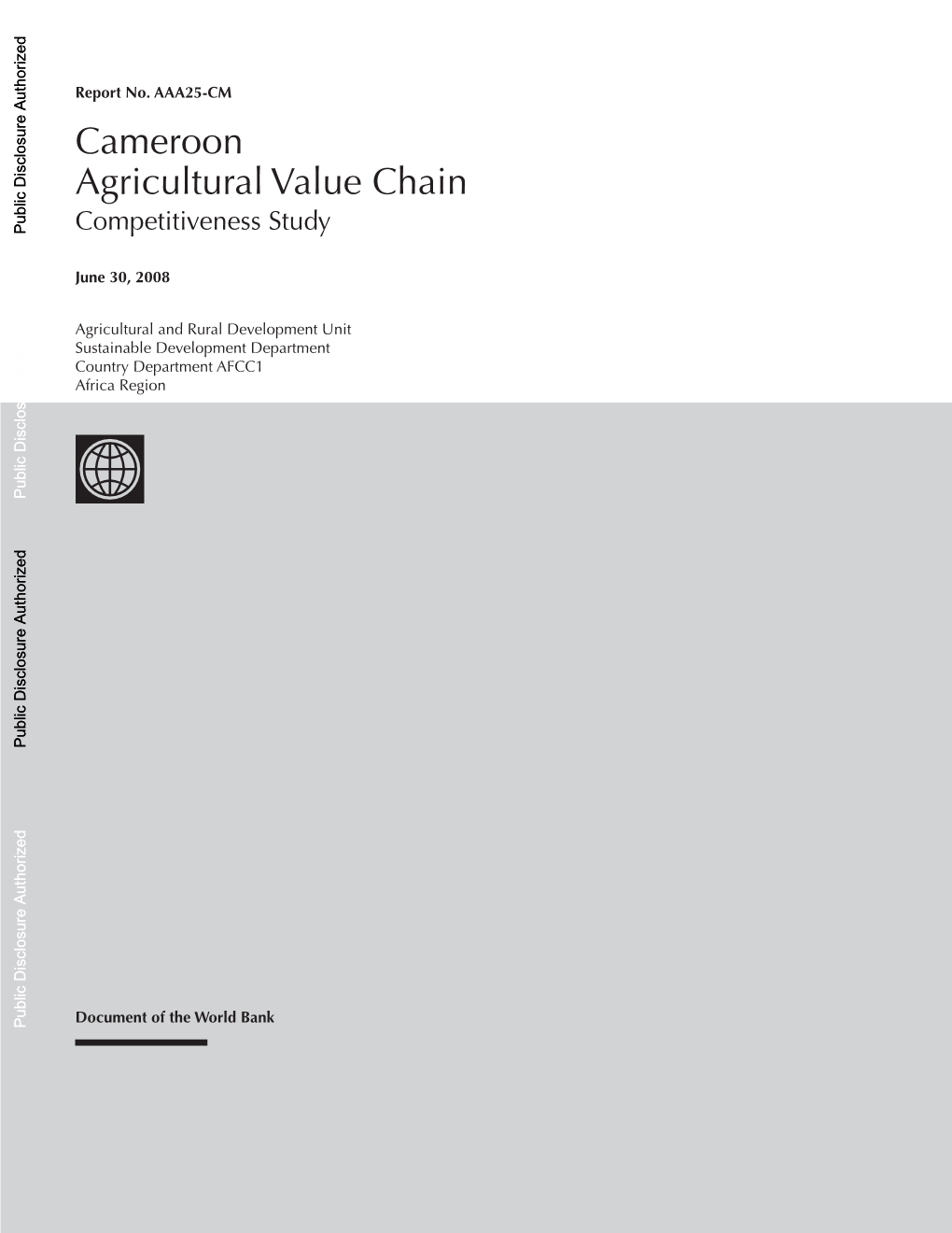 Cameroon Agricultural Value Chain