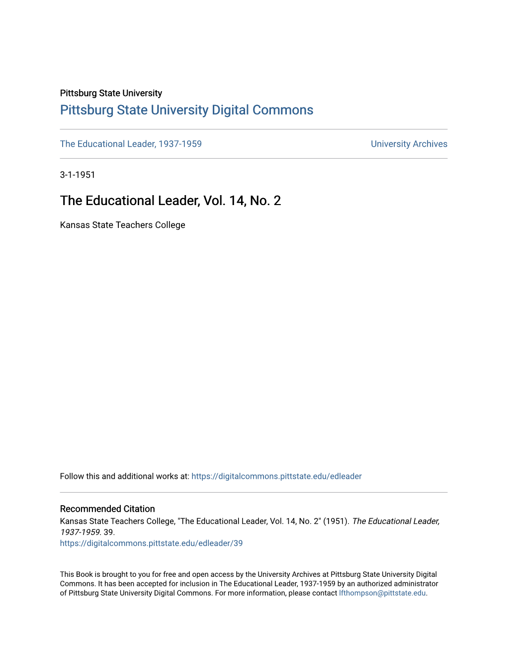 The Educational Leader, Vol. 14, No. 2