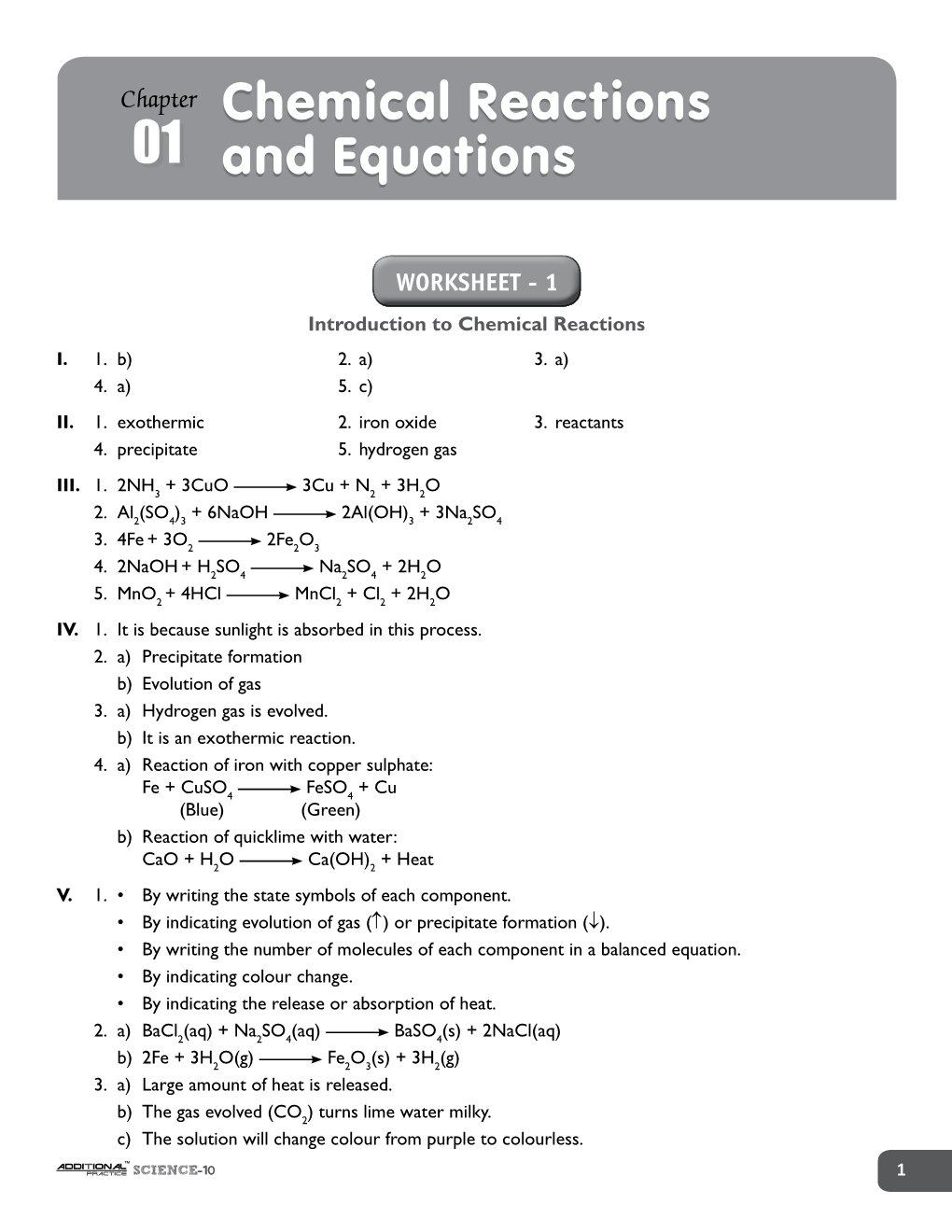 Chemical Reactions and Equations 01