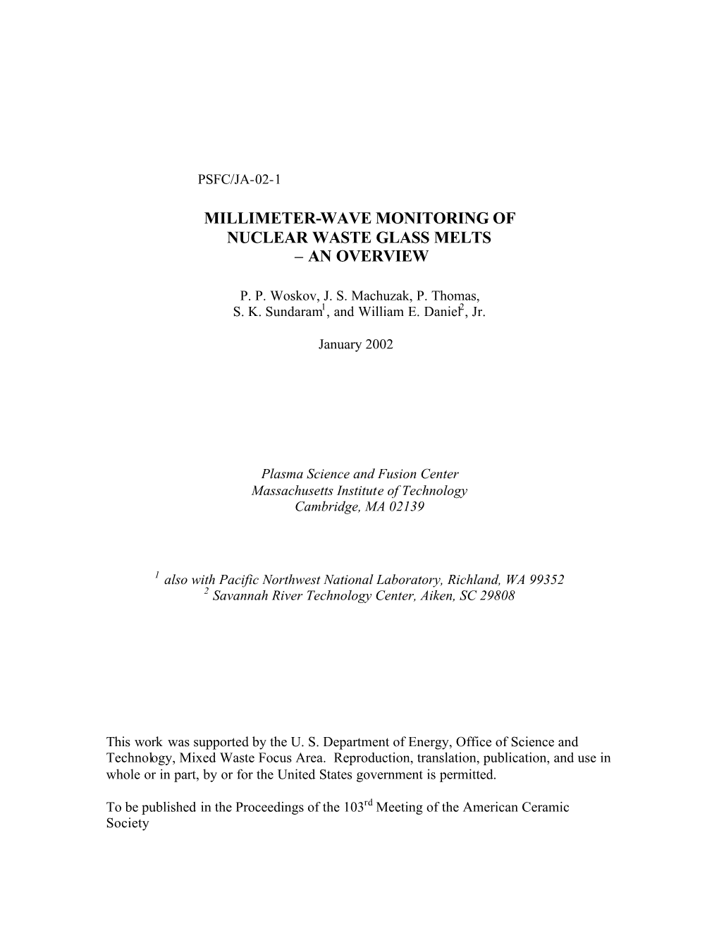 Millimeter-Wave Monitoring of Nuclear Waste Glass Melts – an Overview