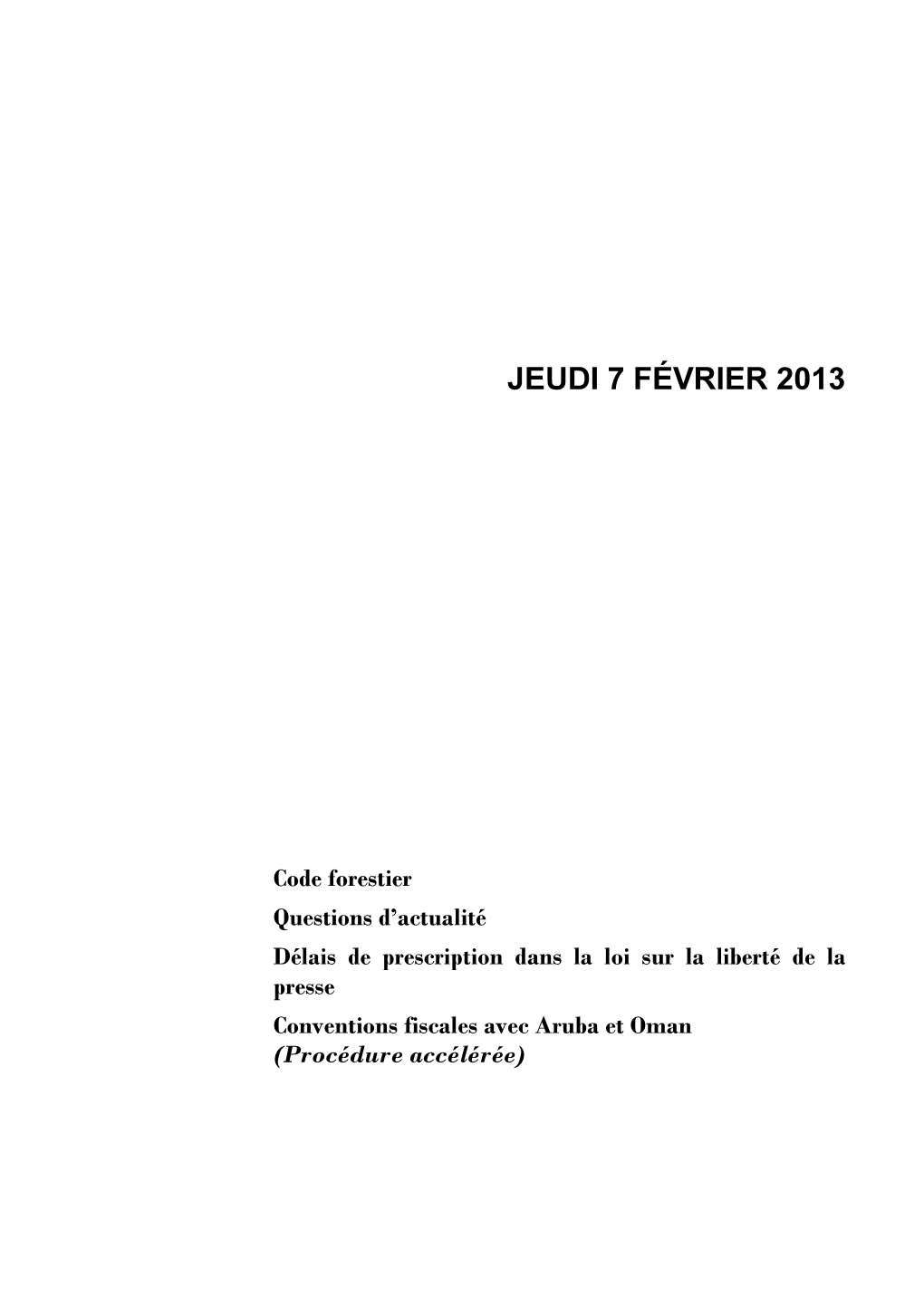 Jeudi 7 Février 2013