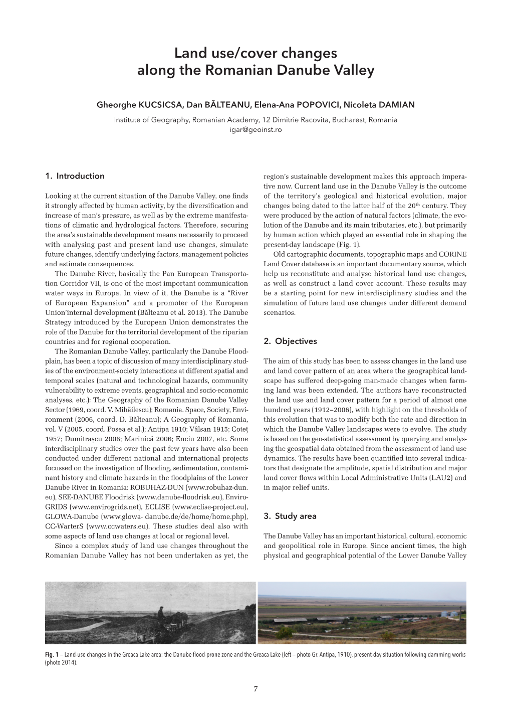 Land Use/Cover Changes Along the Romanian Danube Valley