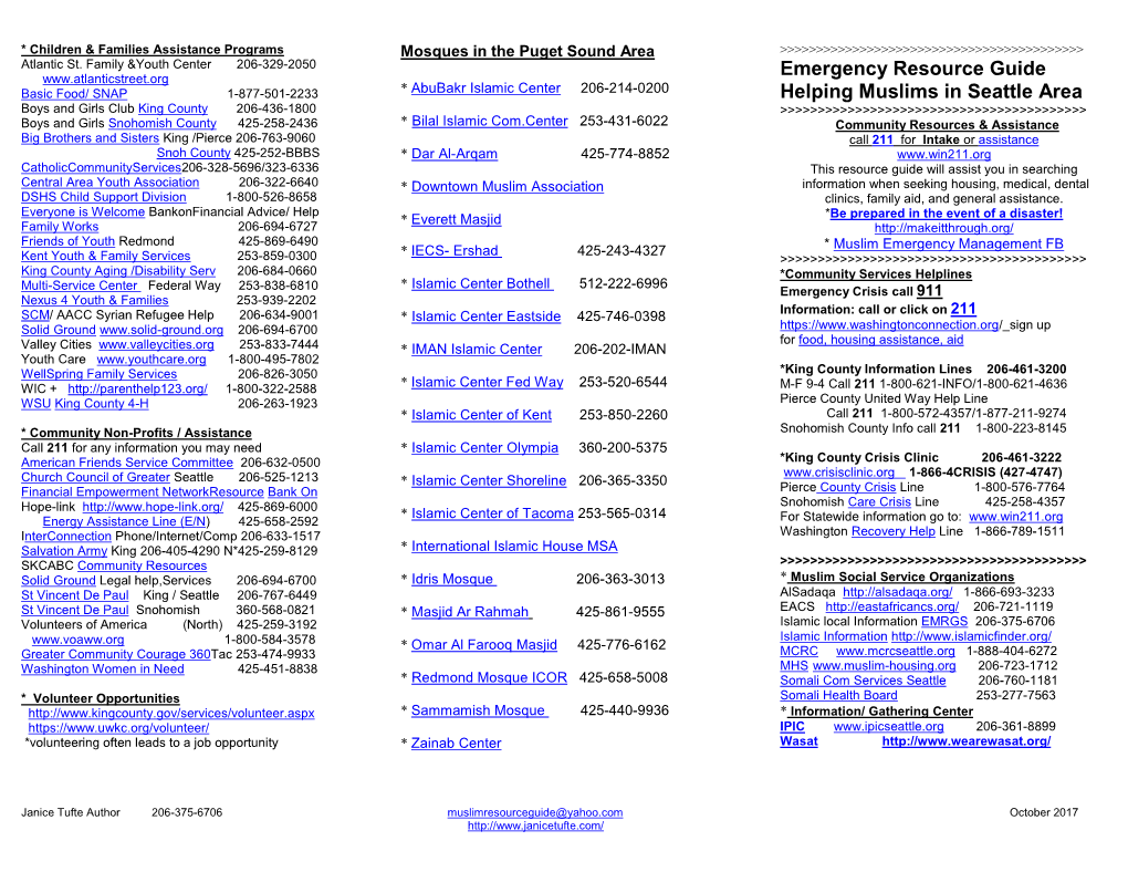 Mosques in the Seattle Area