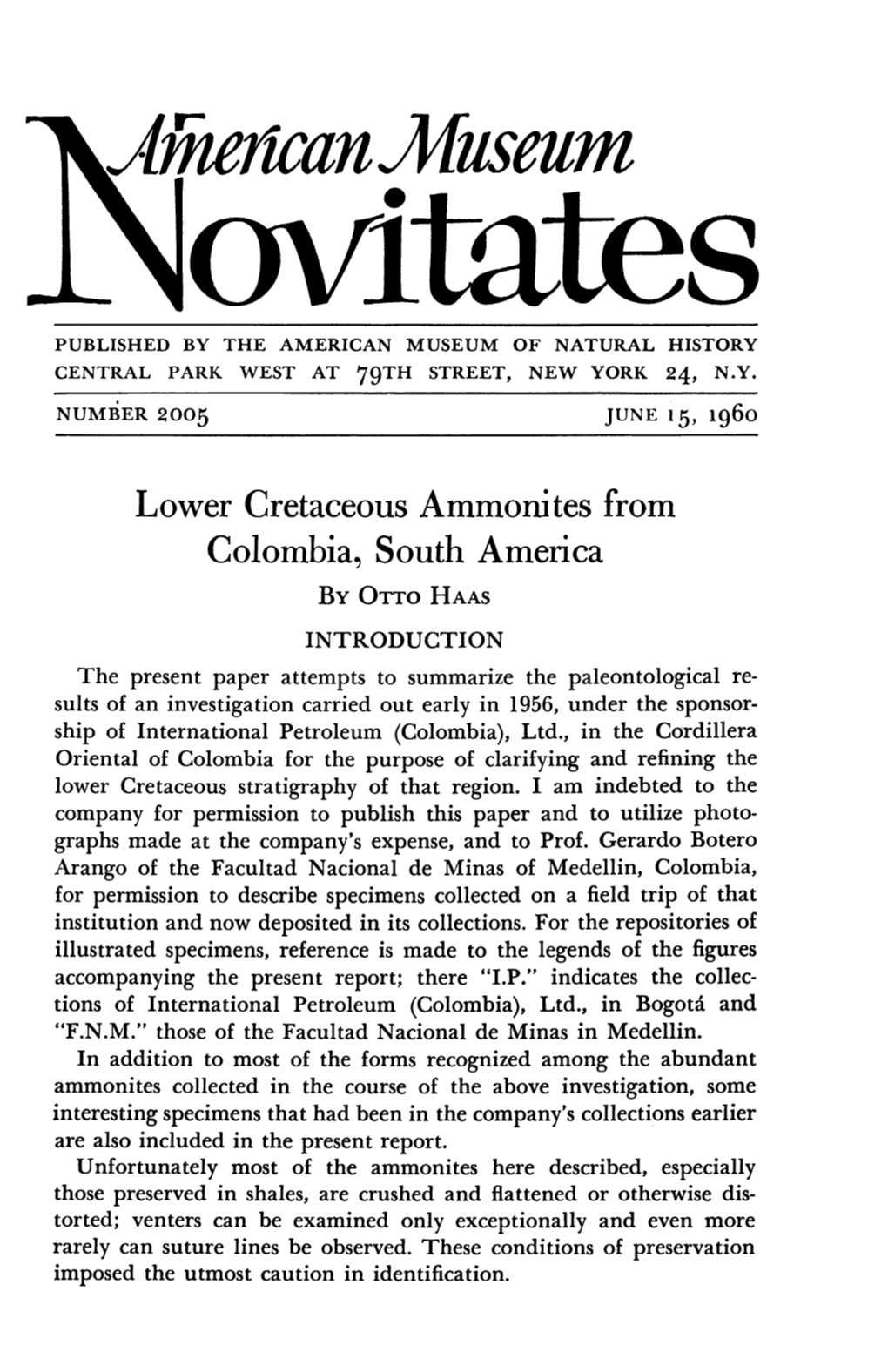 Xh Ieuican%Mllisdllm 1Soxftates PUBLISHED by the AMERICAN MUSEUM of NATURAL HISTORY CENTRAL PARK WEST at 79TH STREET, NEW YORK 24, N.Y