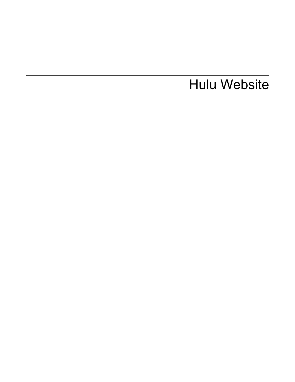 Hulu Website Table of Contents