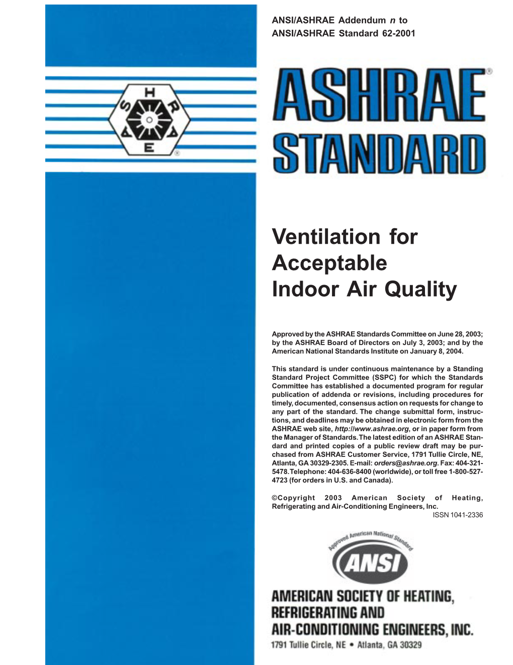 Ventilation for Acceptable Indoor Air Quality