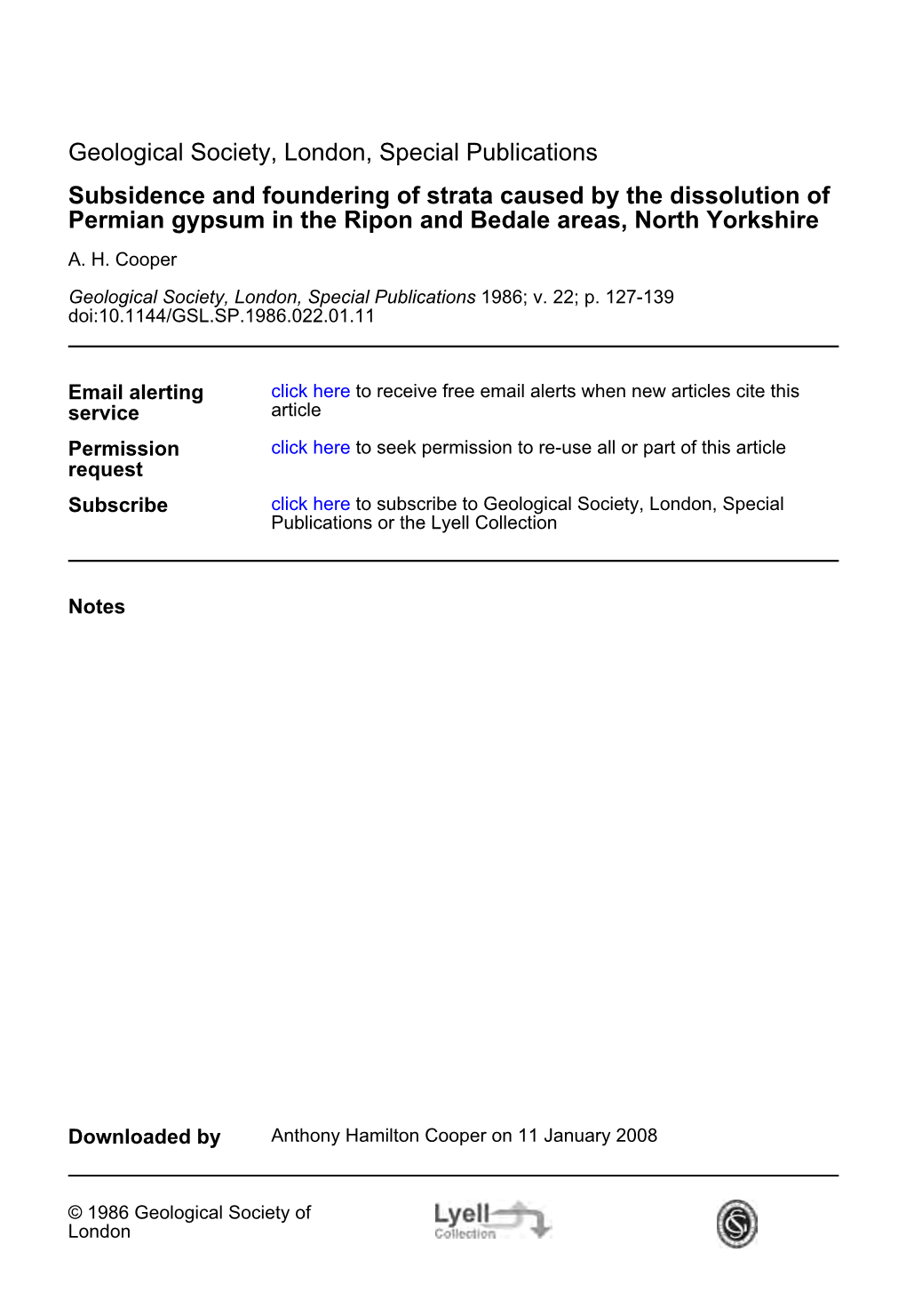 Permian Gypsum in the Ripon and Bedale Areas, North Yorkshire