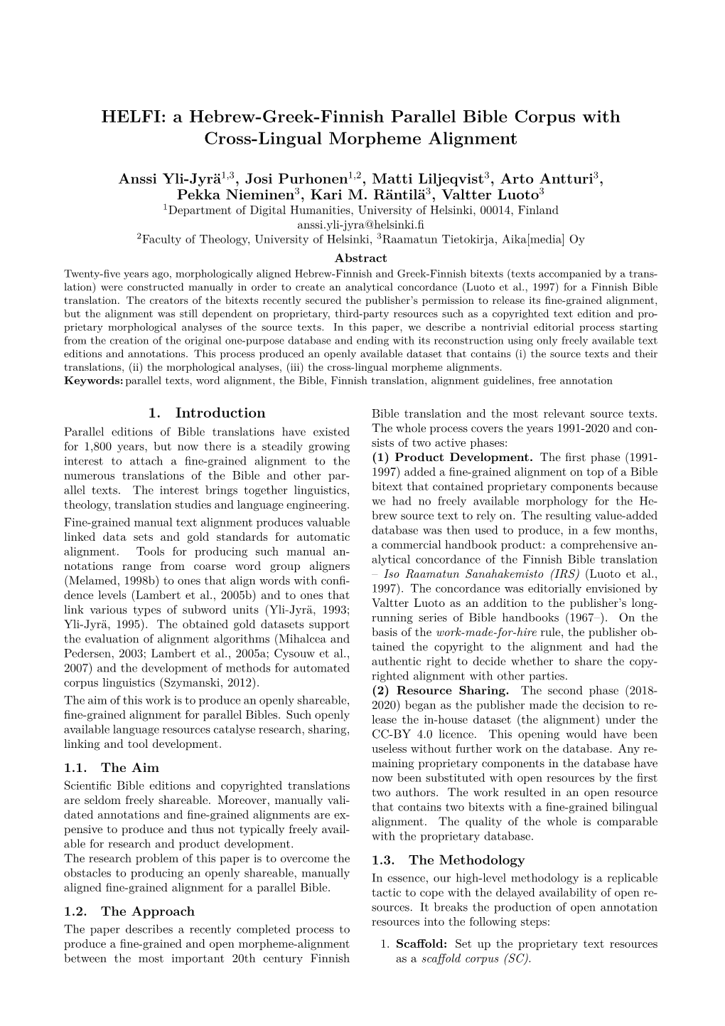 A Hebrew-Greek-Finnish Parallel Bible Corpus with Cross-Lingual Morpheme Alignment