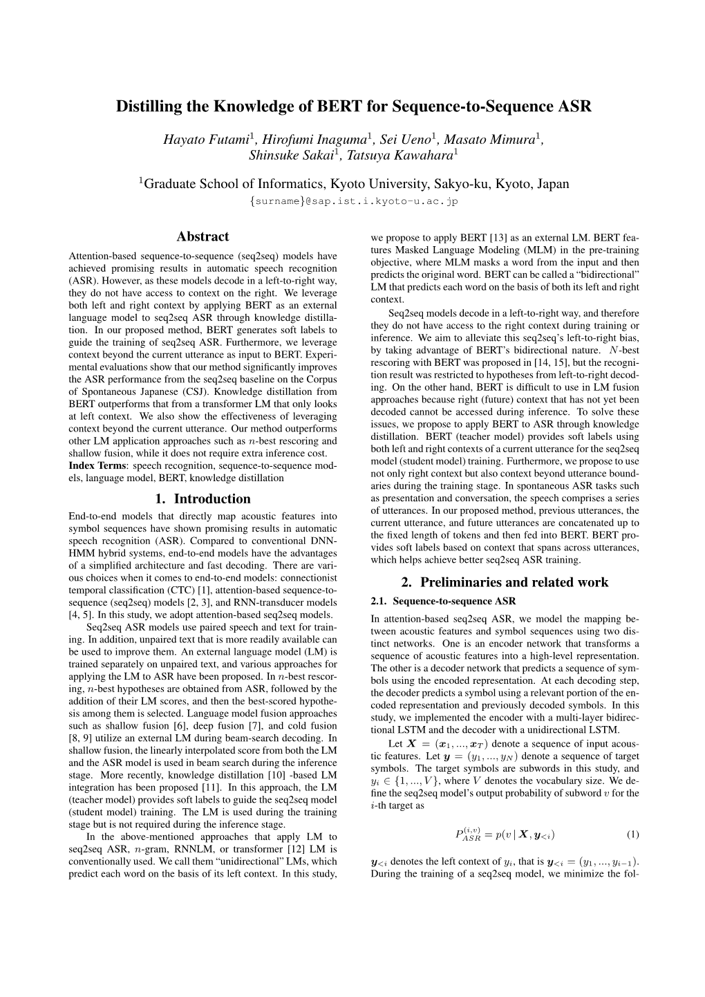 Distilling the Knowledge of BERT for Sequence-To-Sequence ASR