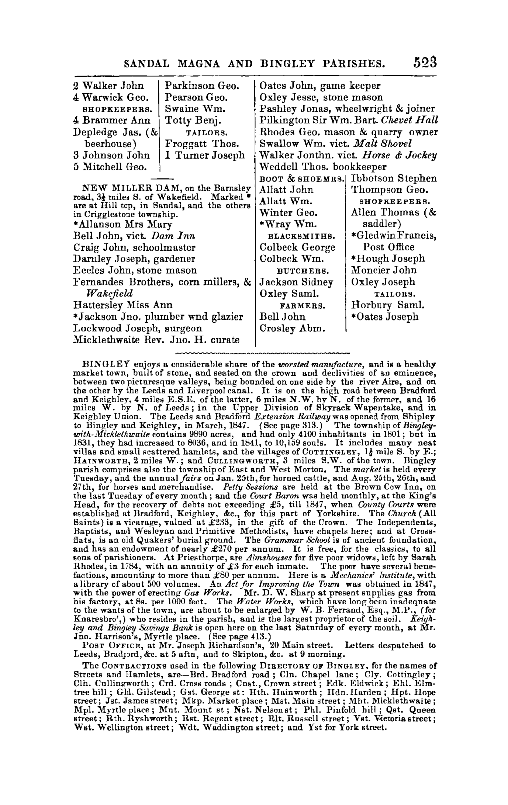 Sandal Magna and Bingley Parishes