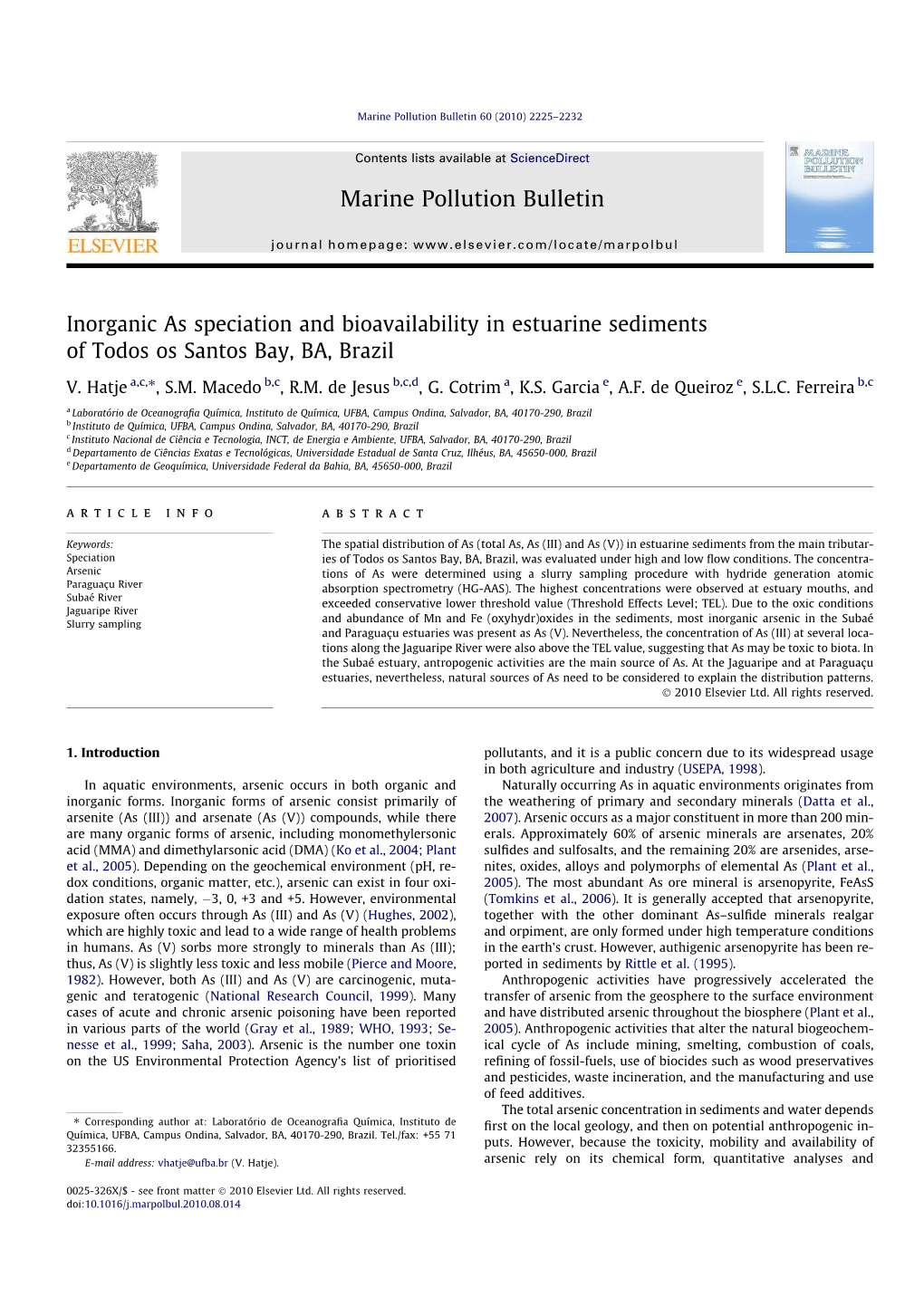 Marine Pollution Bulletin 60 (2010) 2225–2232