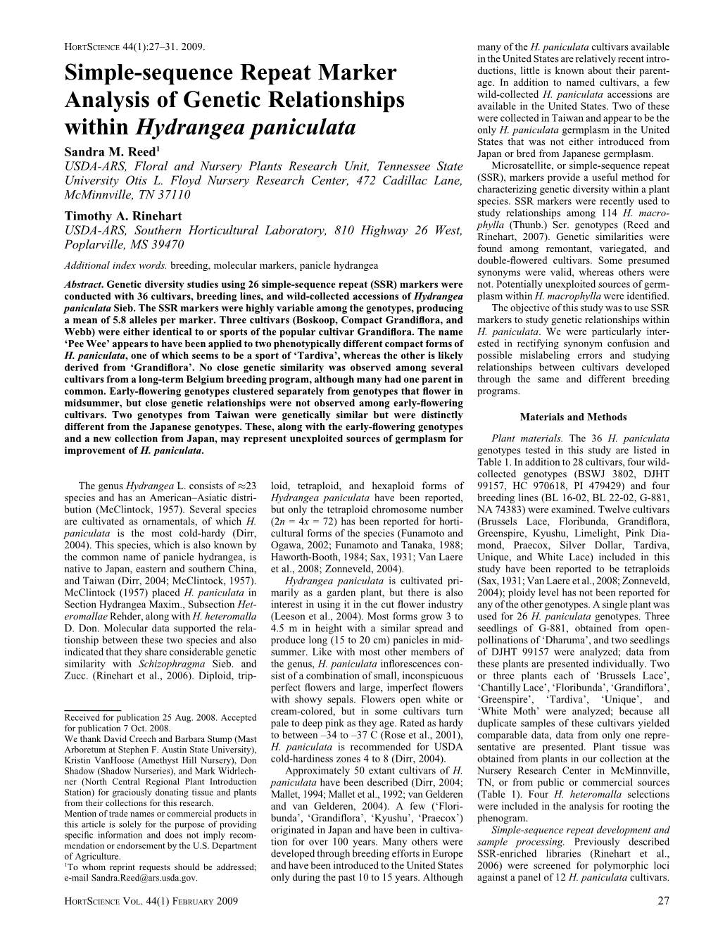 Simple-Sequence Repeat Marker Analysis of Genetic Relationships